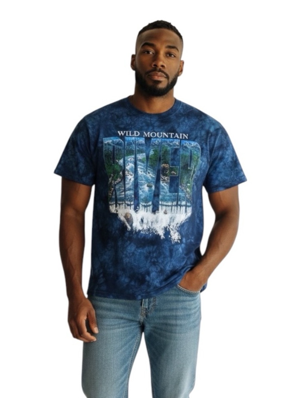 Vintage Y2K River Tie Dye Brown Bear Nature Gorpcore Outdoors Graphic Tee